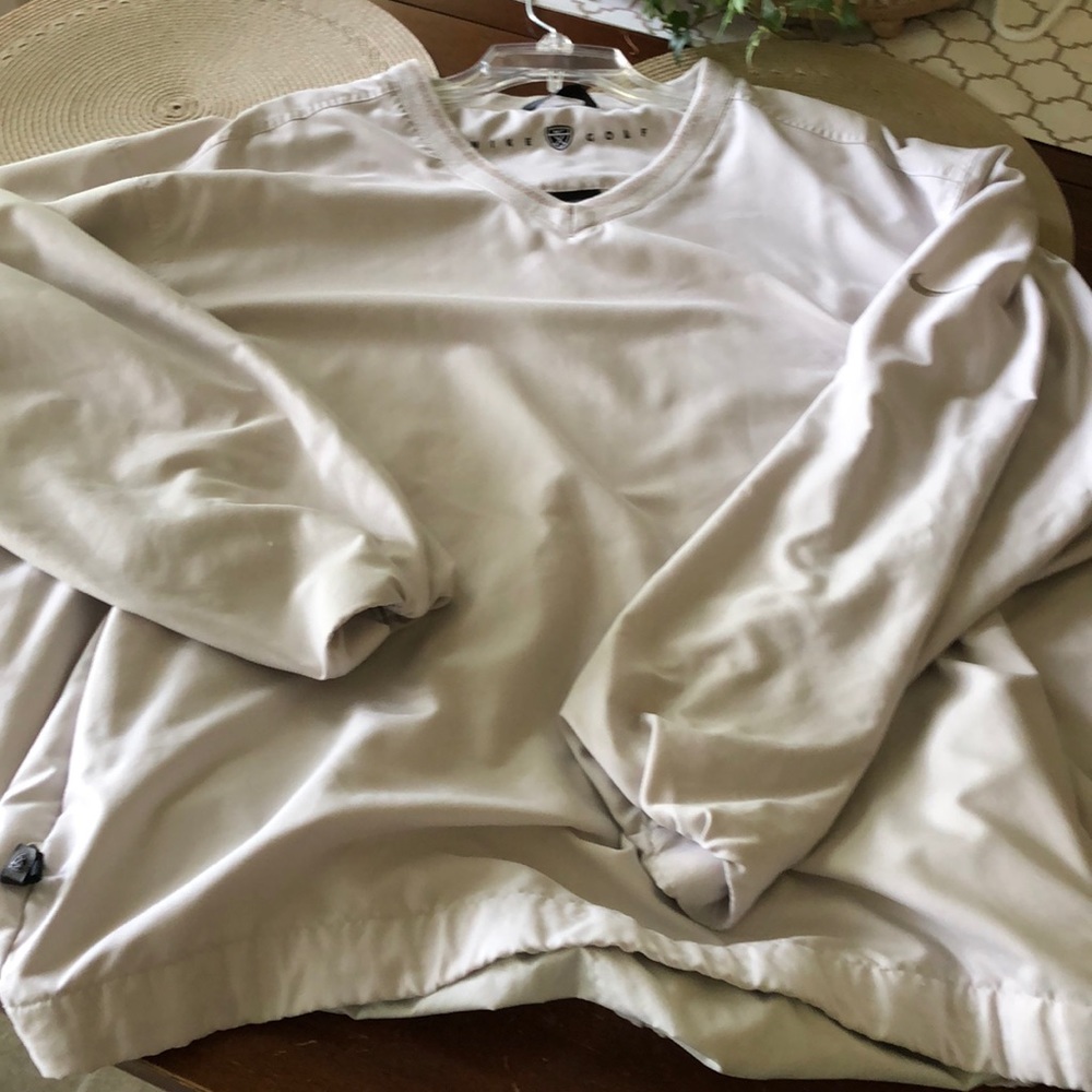 Cream Nike Golf v-neck over shirt/windbreaker 2xl